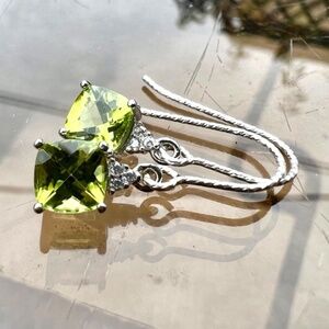 Lime Green Natural Peridot Earrings: Sterling Silver August Birthstone